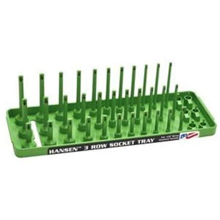 Hansen Global Hansen Global HR14033 0.25 in. 3 Row Drive SAE Socket Holder; XGreen HR14033